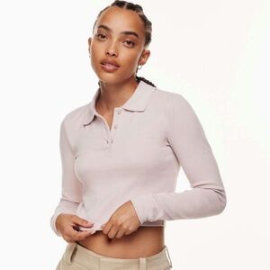 Aritzia Sunday Best Hugo Long Sleeve Polo Cropped